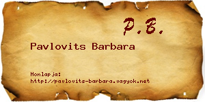 Pavlovits Barbara névjegykártya